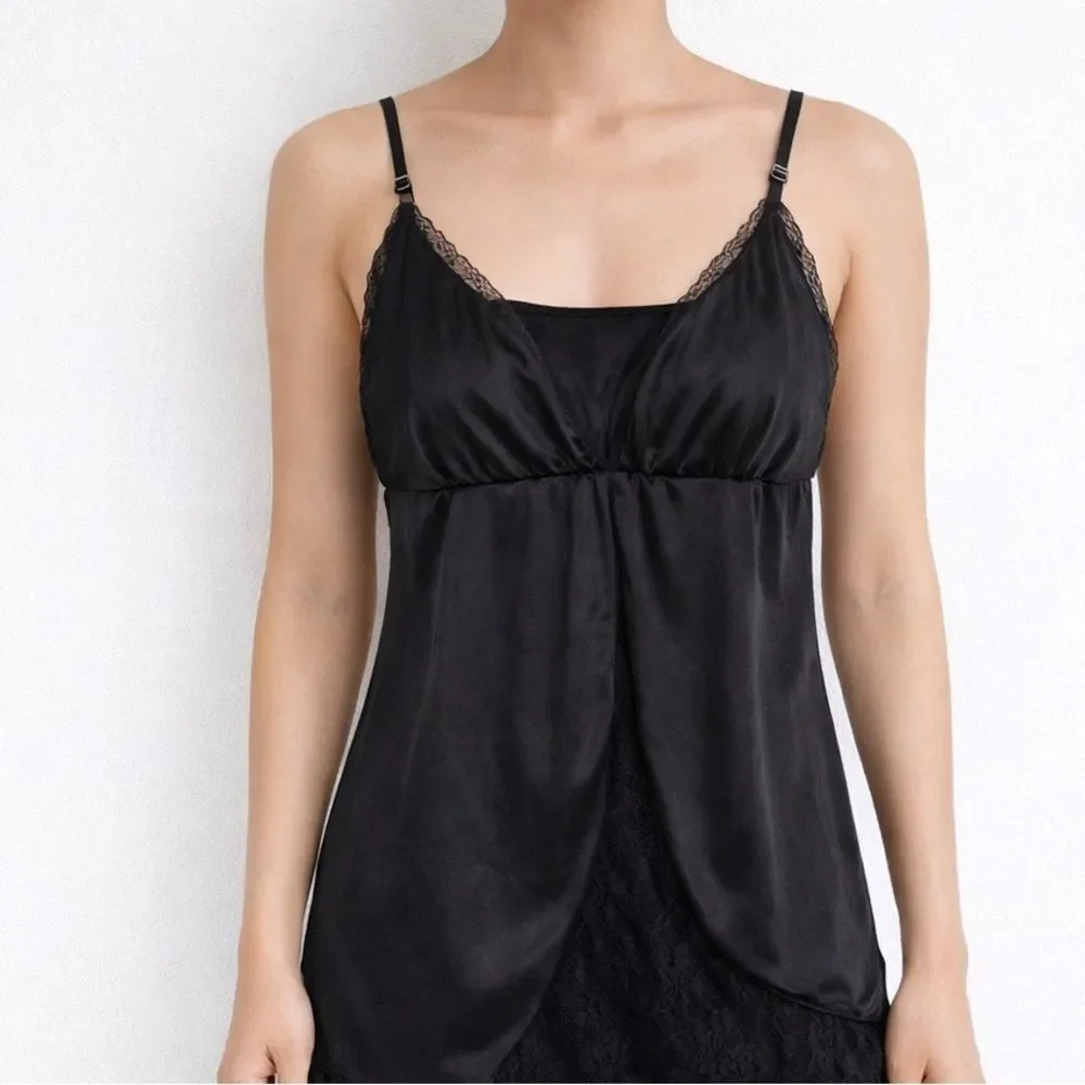 Sleek Black Lace Chemise